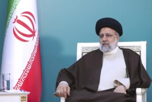 In this photo released by the Iranian Presidency Office, President Ebrahim Raisi attends a meeting with his Azeri counterpart Ilham Aliyev during the inauguration ceremony of dam of Qiz Qalasi, or Castel of Girl in Azeri, at the border of Iran and Azerbaijan, Sunday, May 19, 2024. A helicopter carrying Iranian President Ebrahim Raisi suffered a “hard landing” on Sunday, Iranian state media reported, without immediately elaborating. (Iranian Presidency Office via AP)